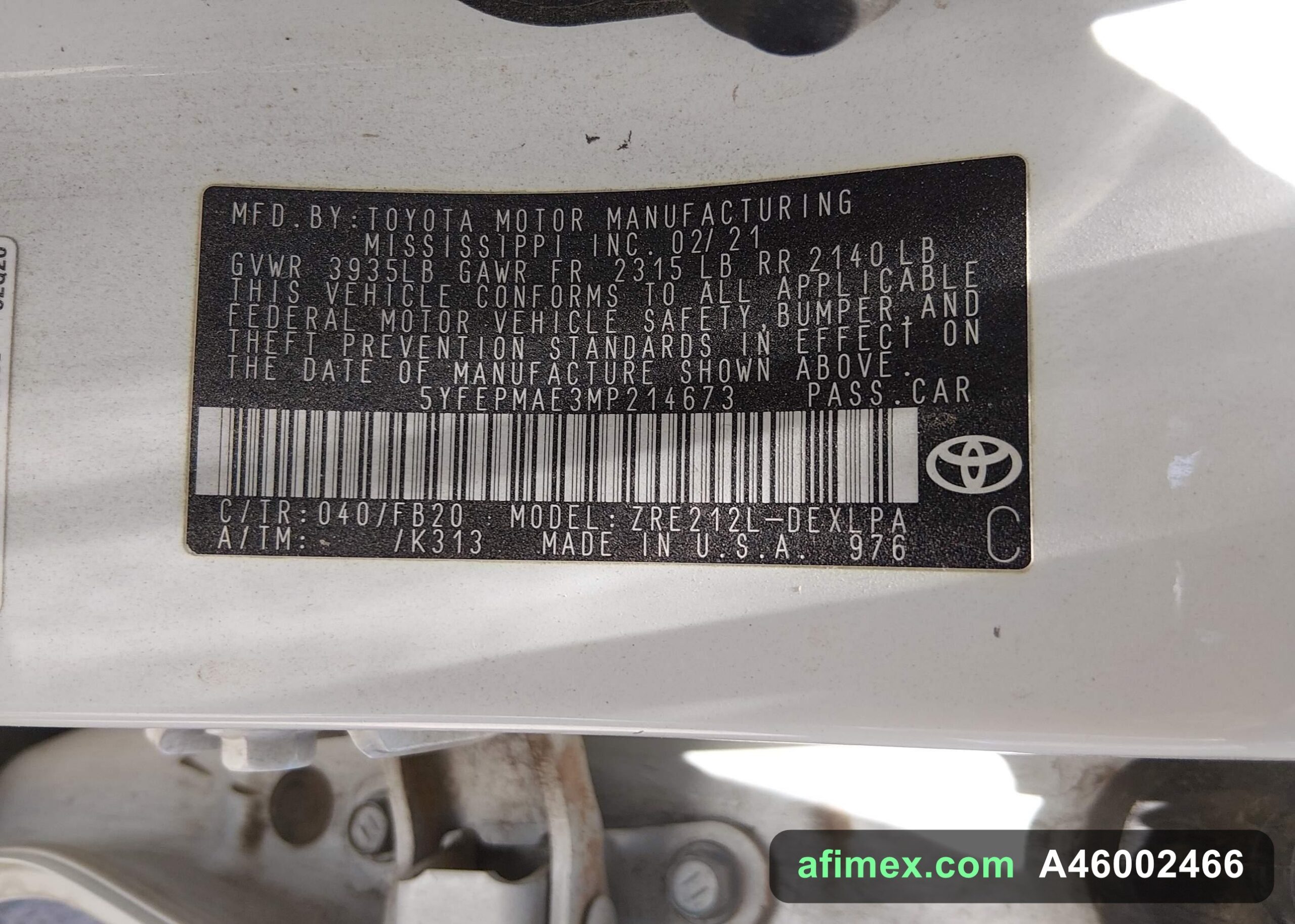2021 Toyota Corolla - A46002466