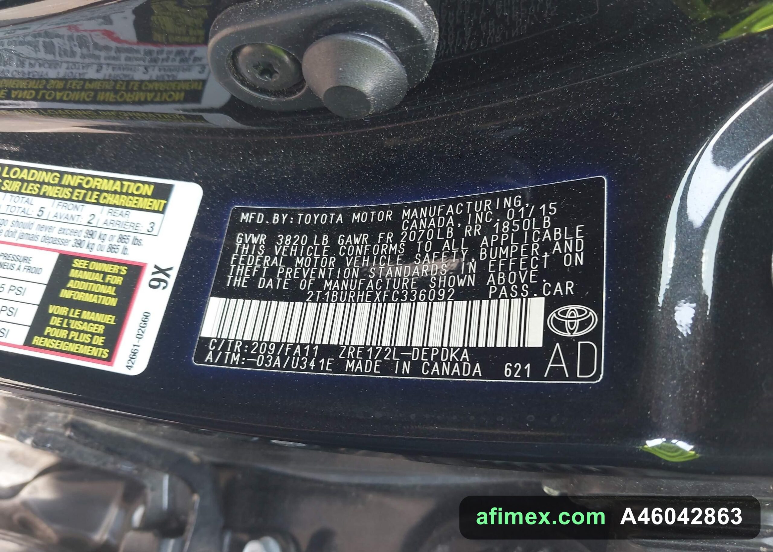 2015 Toyota Corolla for sale in Mauritania - Ref A46042863, photo 9