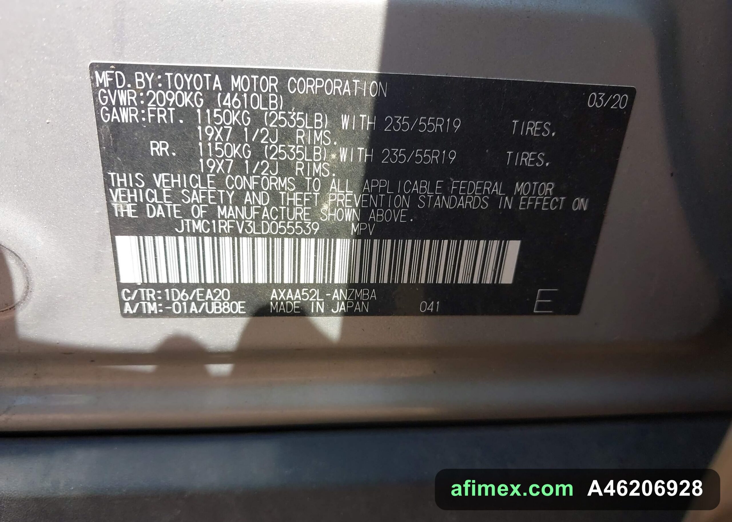 2020 Toyota RAV4 for sale in Mauritania - Ref A46206928, photo 9