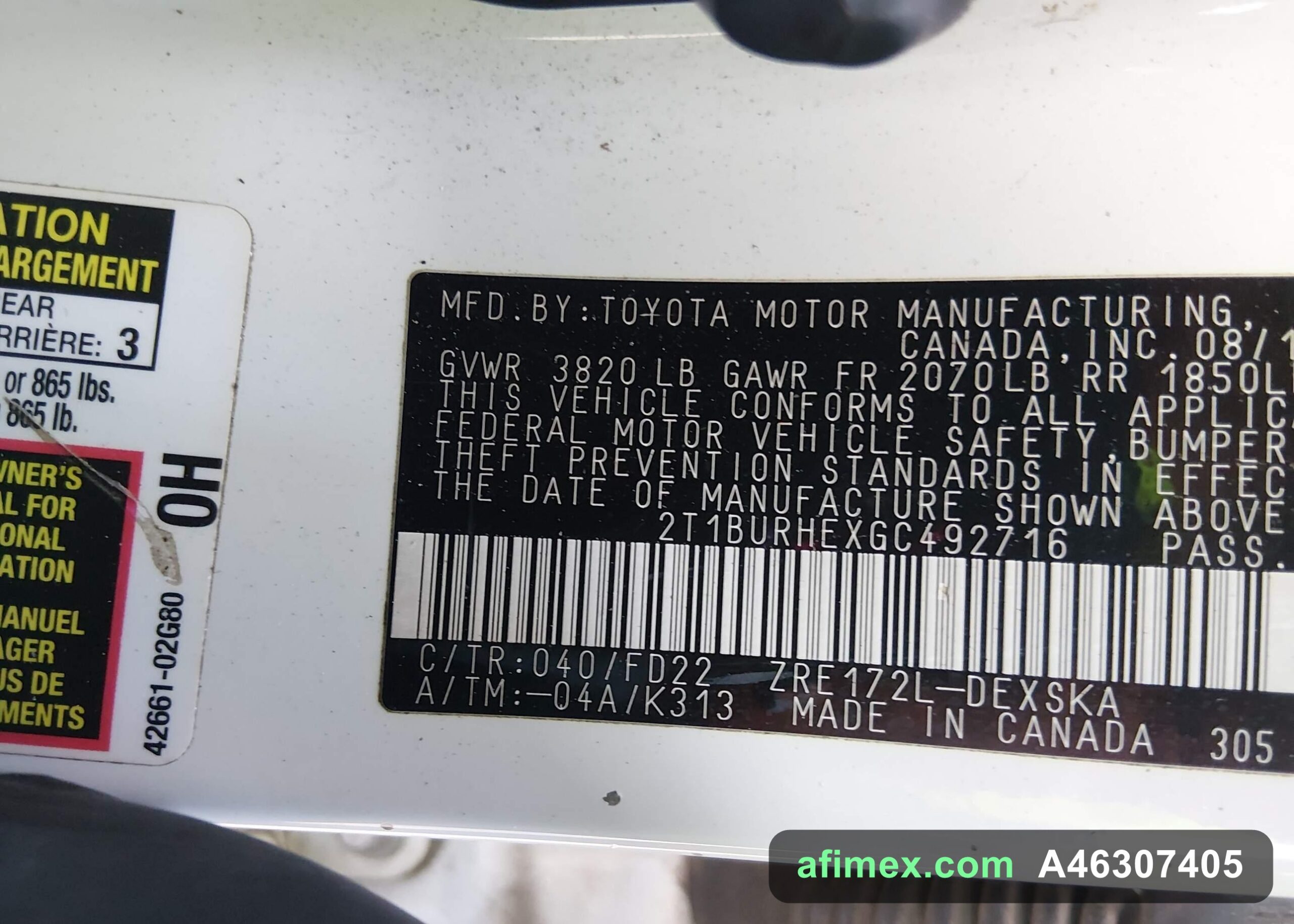 2016 Toyota Corolla for sale in Mauritania - Ref A46307405, photo 9