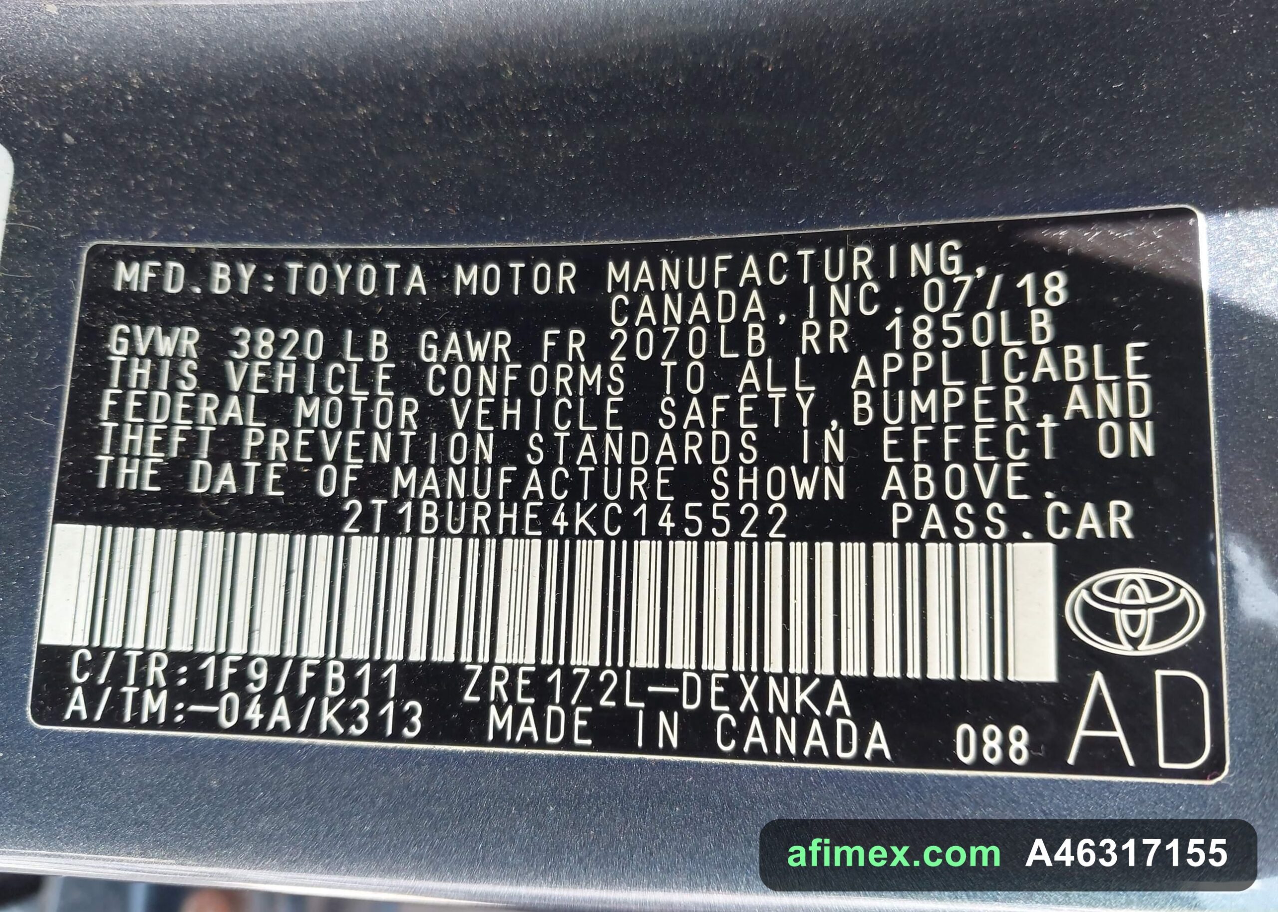 2019 Toyota Corolla for sale in Mauritania - Ref A46317155, photo 9