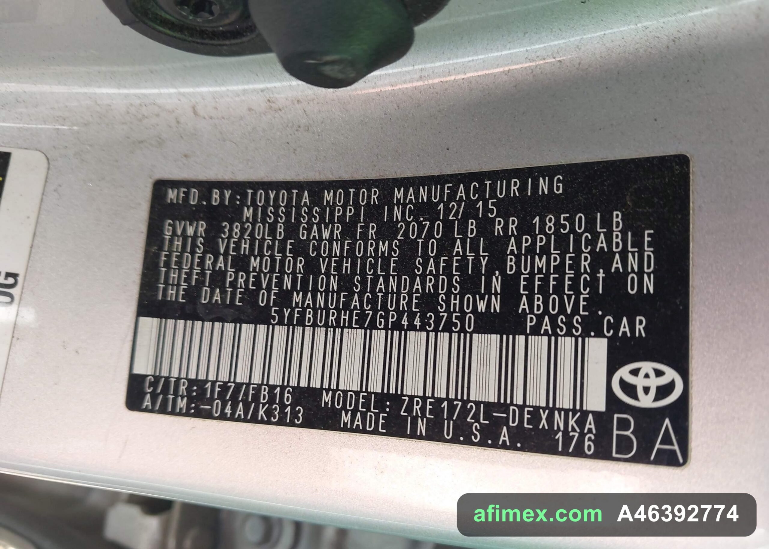 2016 Toyota Corolla for sale in Mauritania - Ref A46392774, photo 9