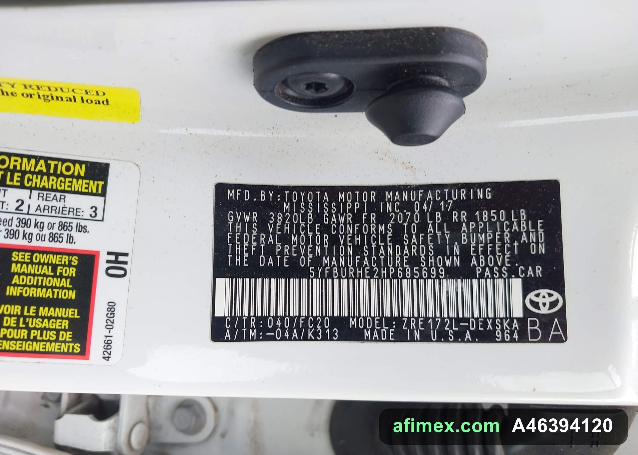 2017 Toyota Corolla for sale in Mauritania - Ref A46394120, photo 9