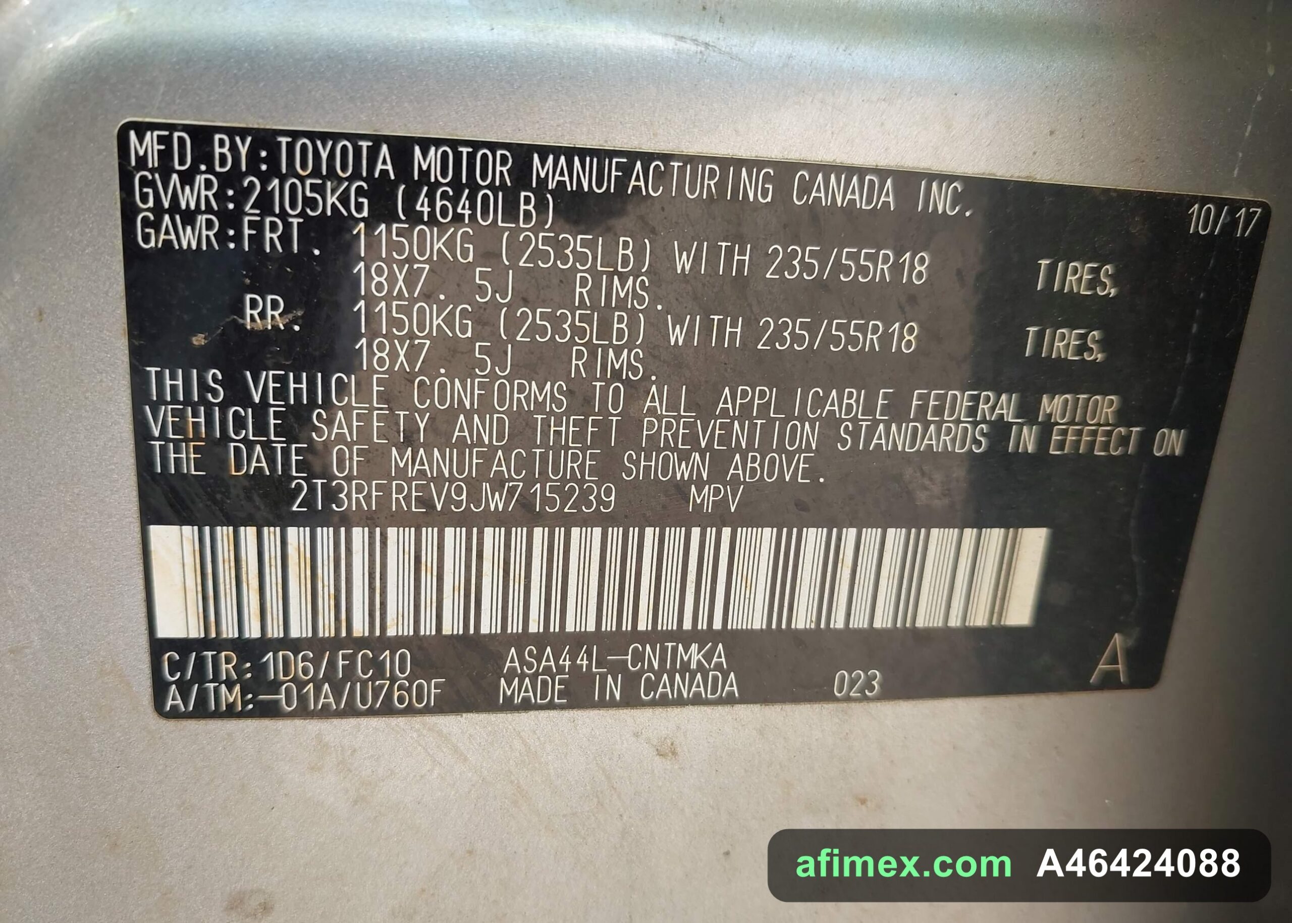 2018 Toyota RAV4 for sale in Mauritania - Ref A46424088, photo 9