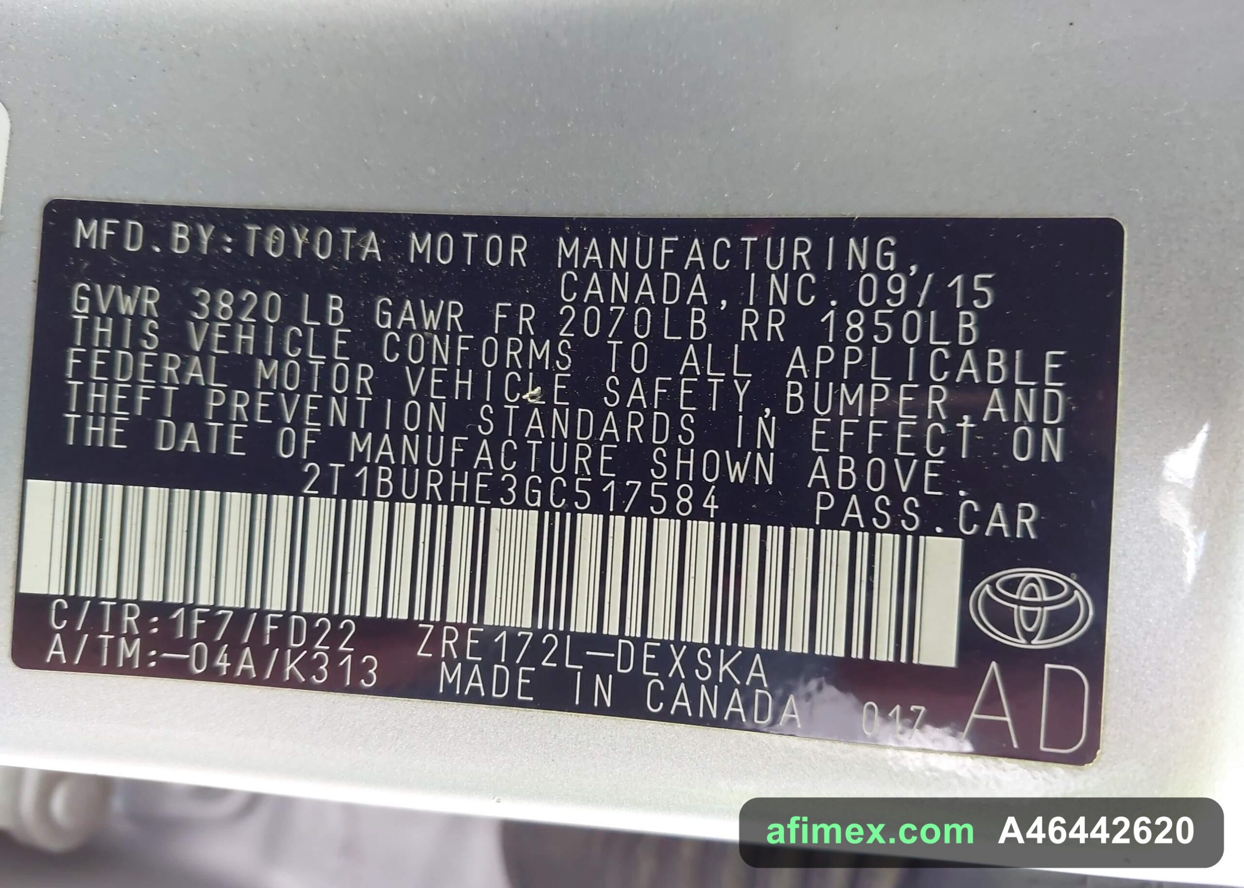 2016 Toyota Corolla for sale in Mauritania - Ref A46442620, photo 9