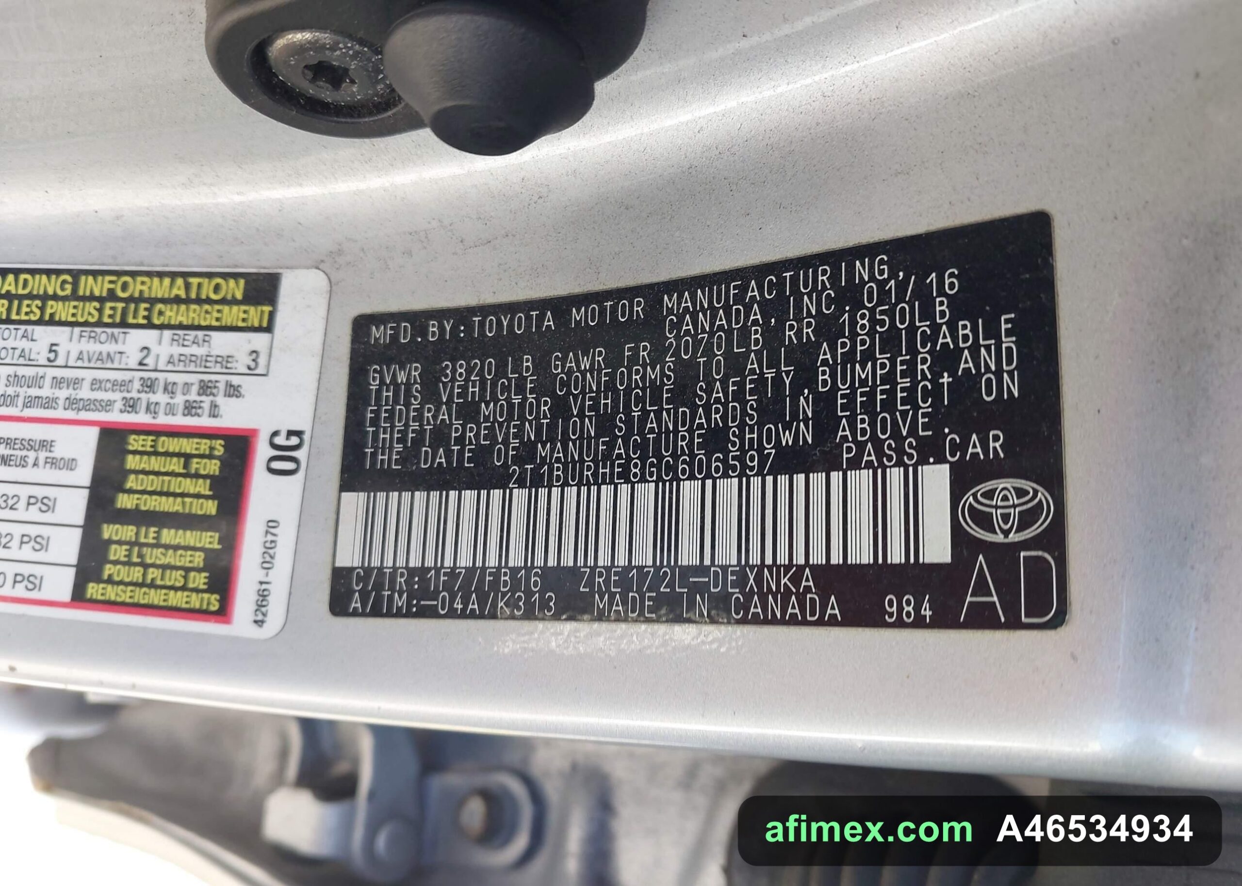 2016 Toyota Corolla for sale in Mauritania - Ref A46534934, photo 9