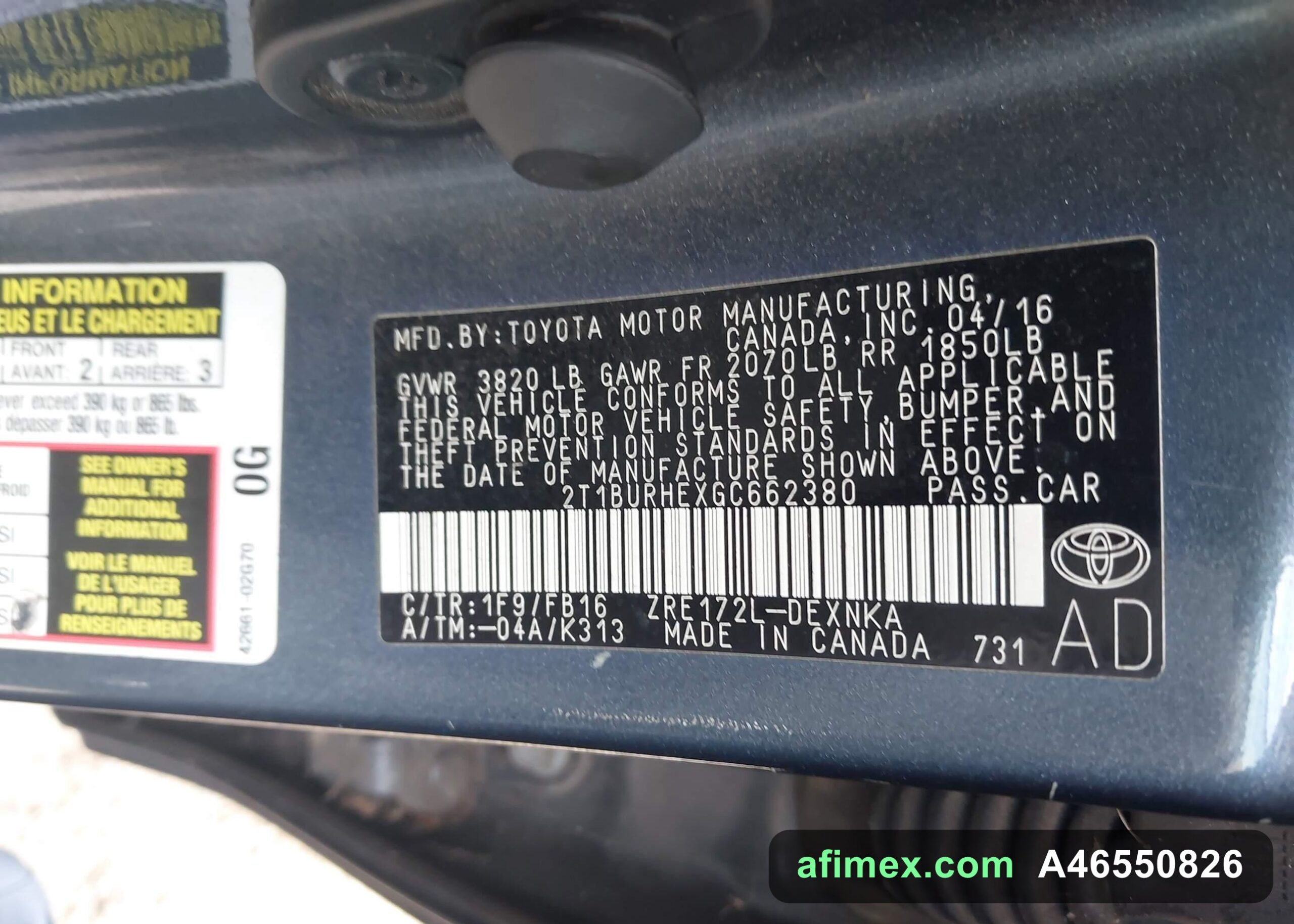2016 Toyota Corolla for sale in Mauritania - Ref A46550826, photo 9