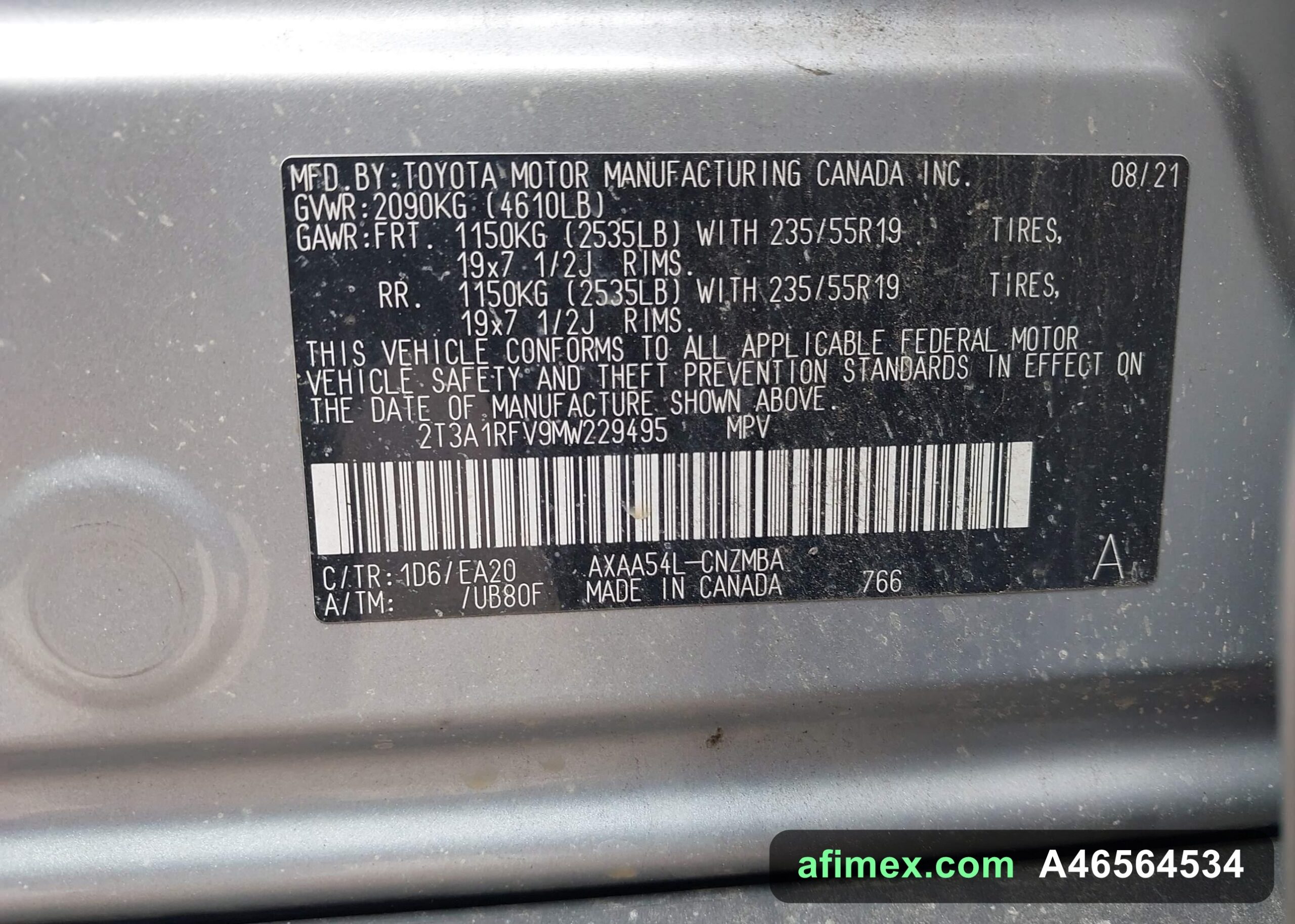 2021 Toyota RAV4 for sale in Mauritania - Ref A46564534, photo 9