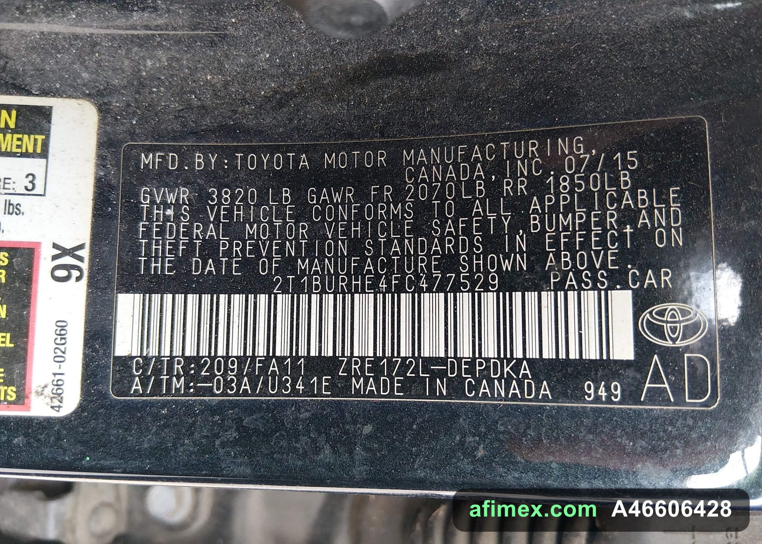 2015 Toyota Corolla for sale in Mauritania - Ref A46606428, photo 9