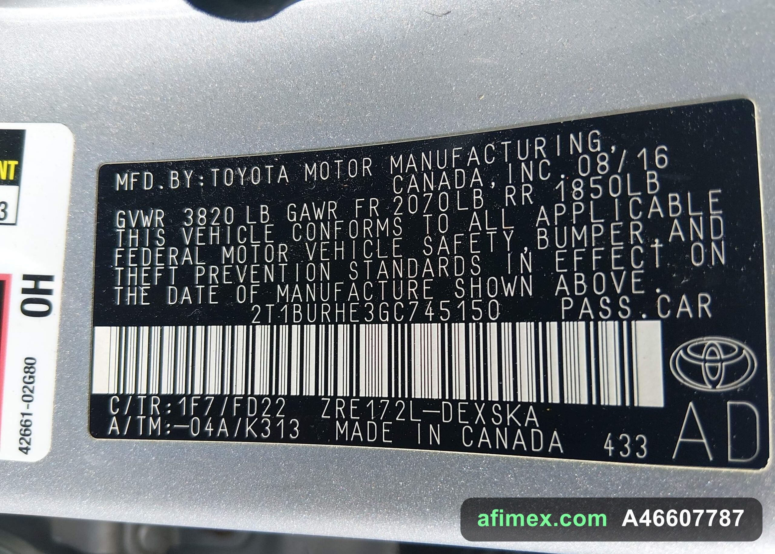 2016 Toyota Corolla for sale in Mauritania - Ref A46607787, photo 9