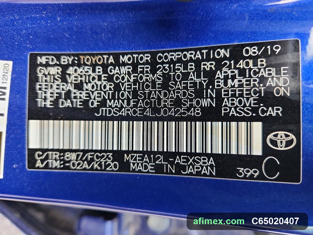 2020 Toyota Corolla for sale in Mauritania - Ref C65020407, photo 12