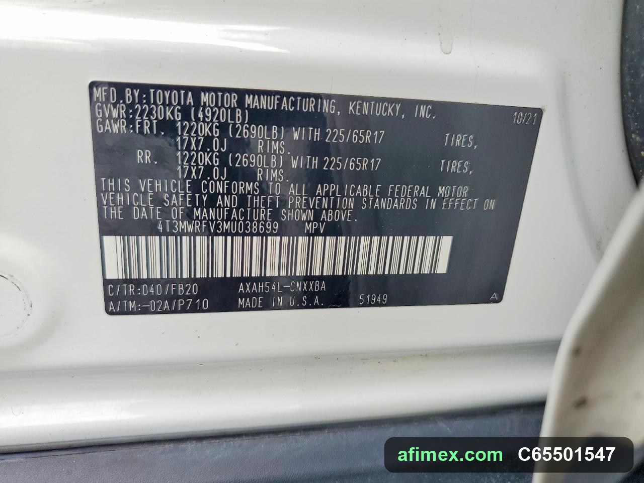 2021 Toyota RAV4 for sale in Mauritania - Ref C65501547, photo 13