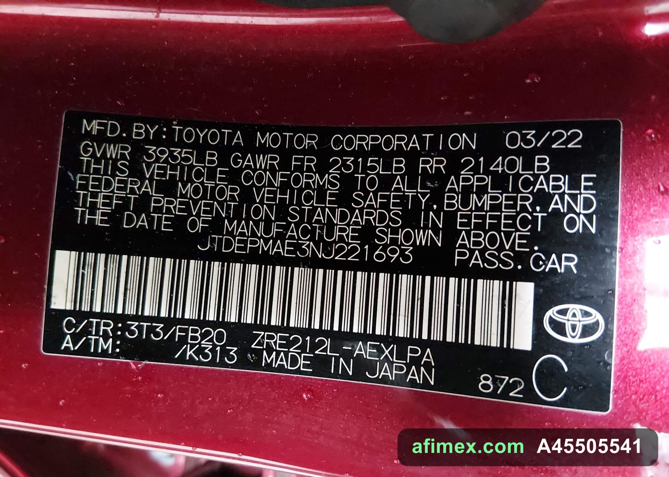 2022 Toyota Corolla for sale in Mauritania - Ref A45505541, photo 9