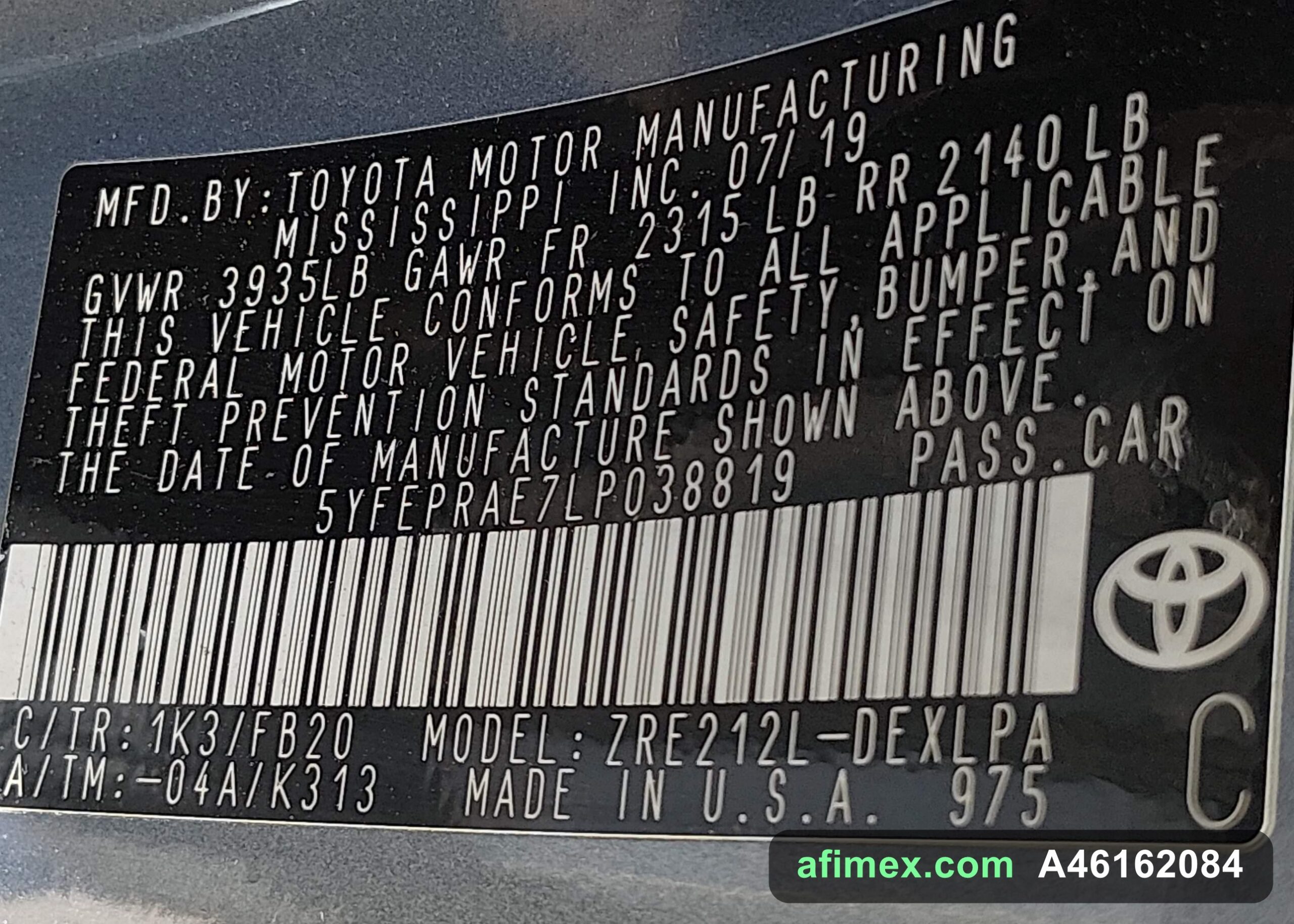 2020 Toyota Corolla for sale in Mauritania - Ref A46162084, photo 9