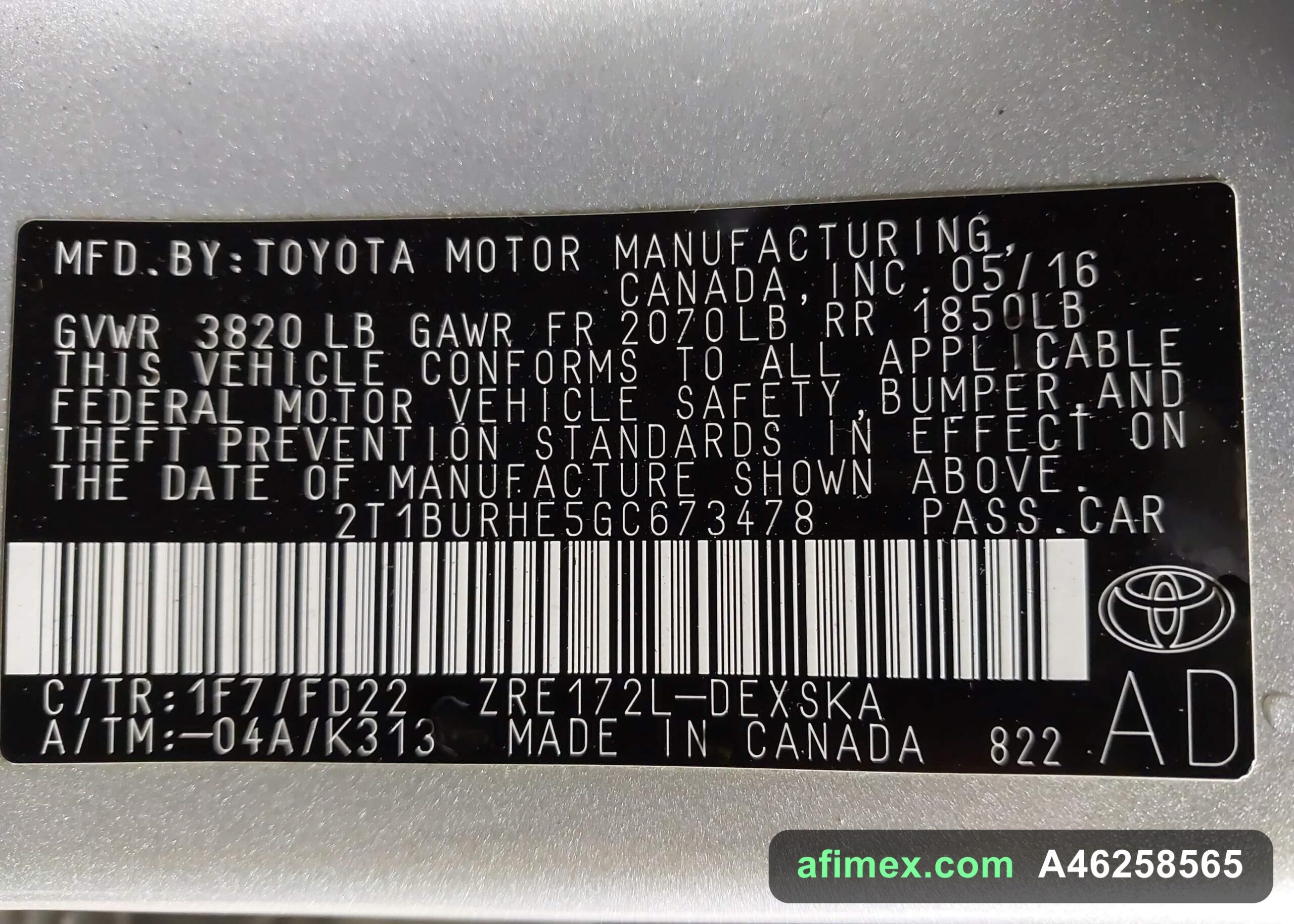 2016 Toyota Corolla for sale in Mauritania - Ref A46258565, photo 9