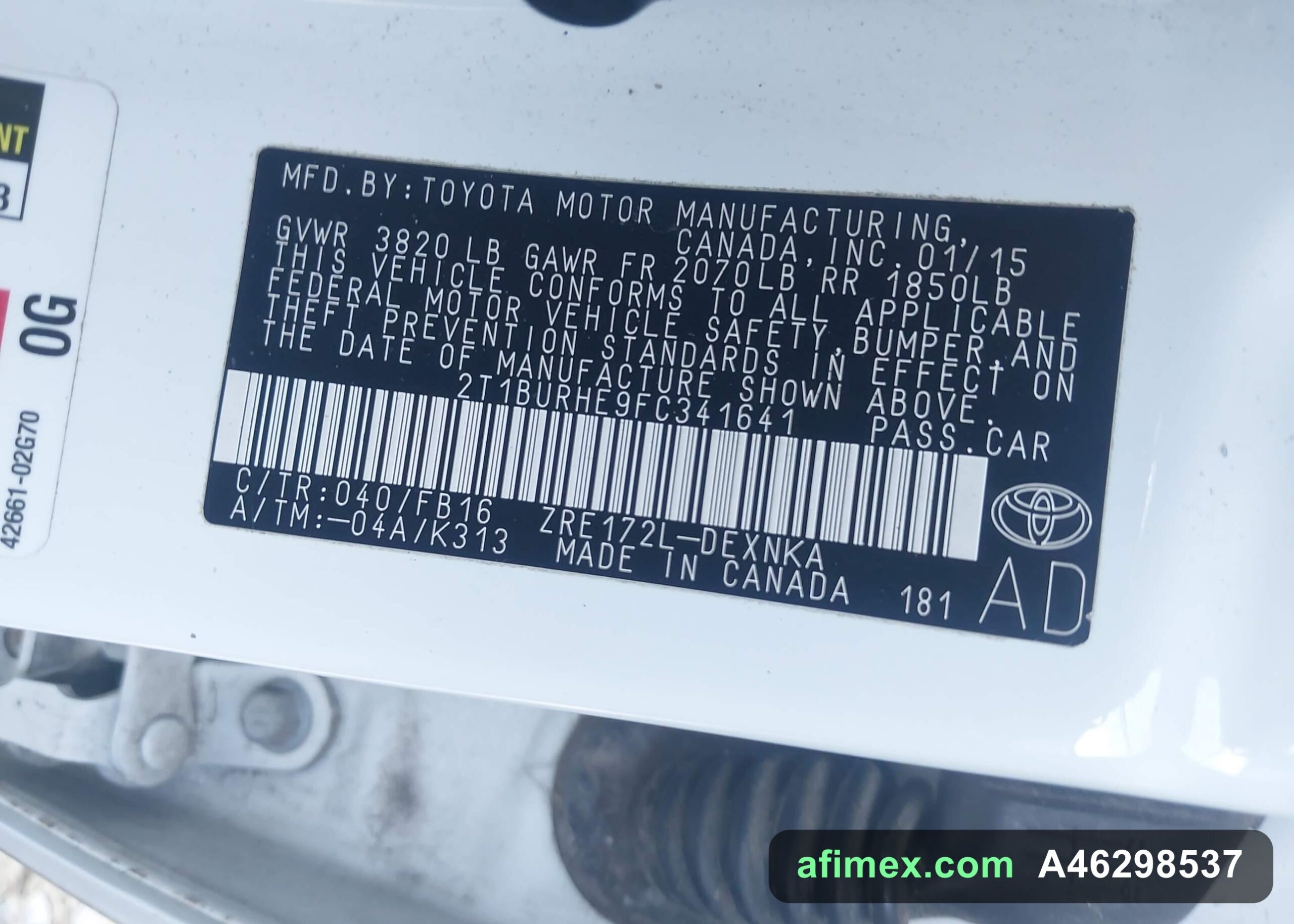 2015 Toyota Corolla for sale in Mauritania - Ref A46298537, photo 9