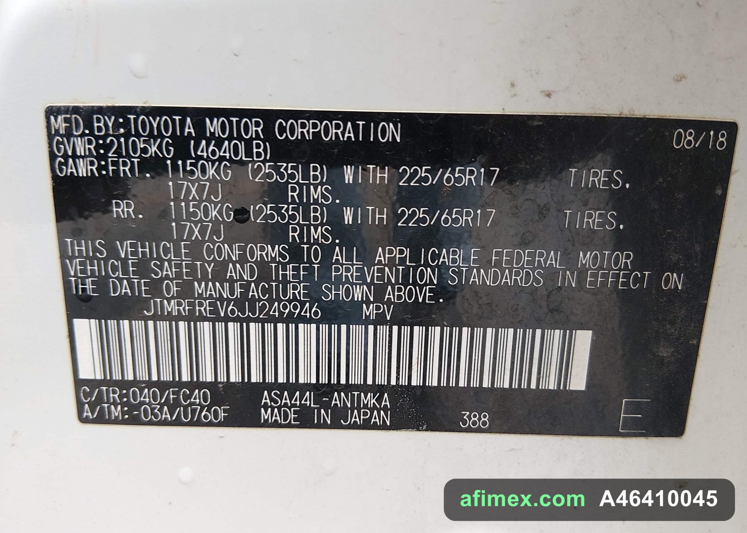 2018 Toyota RAV4 for sale in Mauritania - Ref A46410045, photo 9