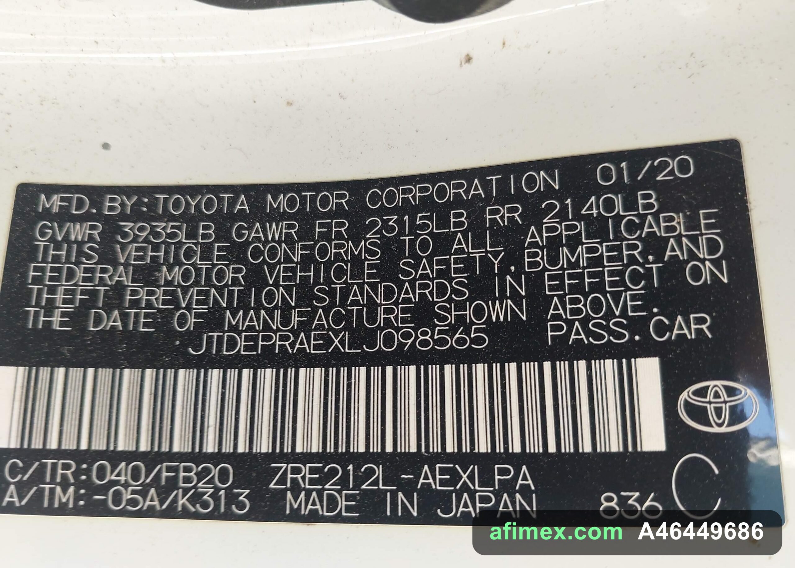 2020 Toyota Corolla for sale in Mauritania - Ref A46449686, photo 9