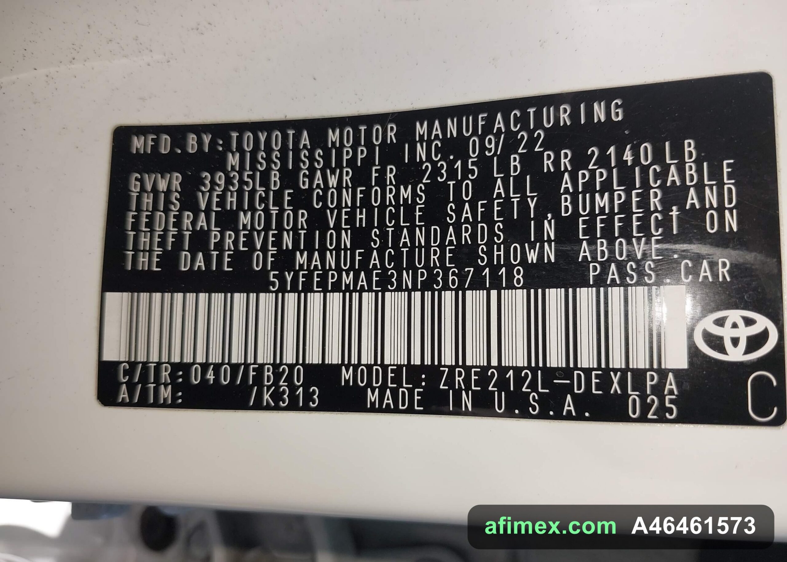 2022 Toyota Corolla for sale in Mauritania - Ref A46461573, photo 9