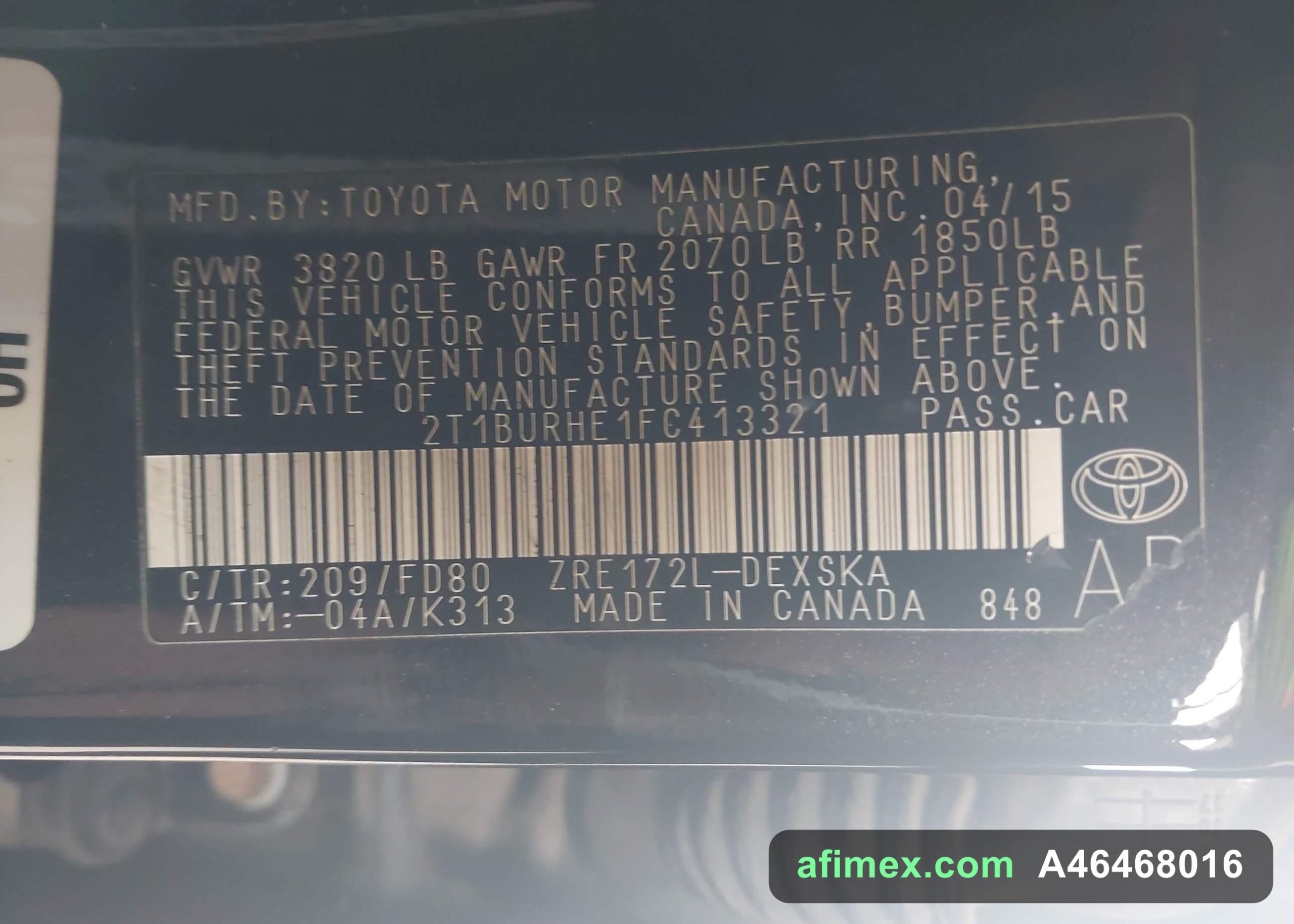 2015 Toyota Corolla for sale in Mauritania - Ref A46468016, photo 9