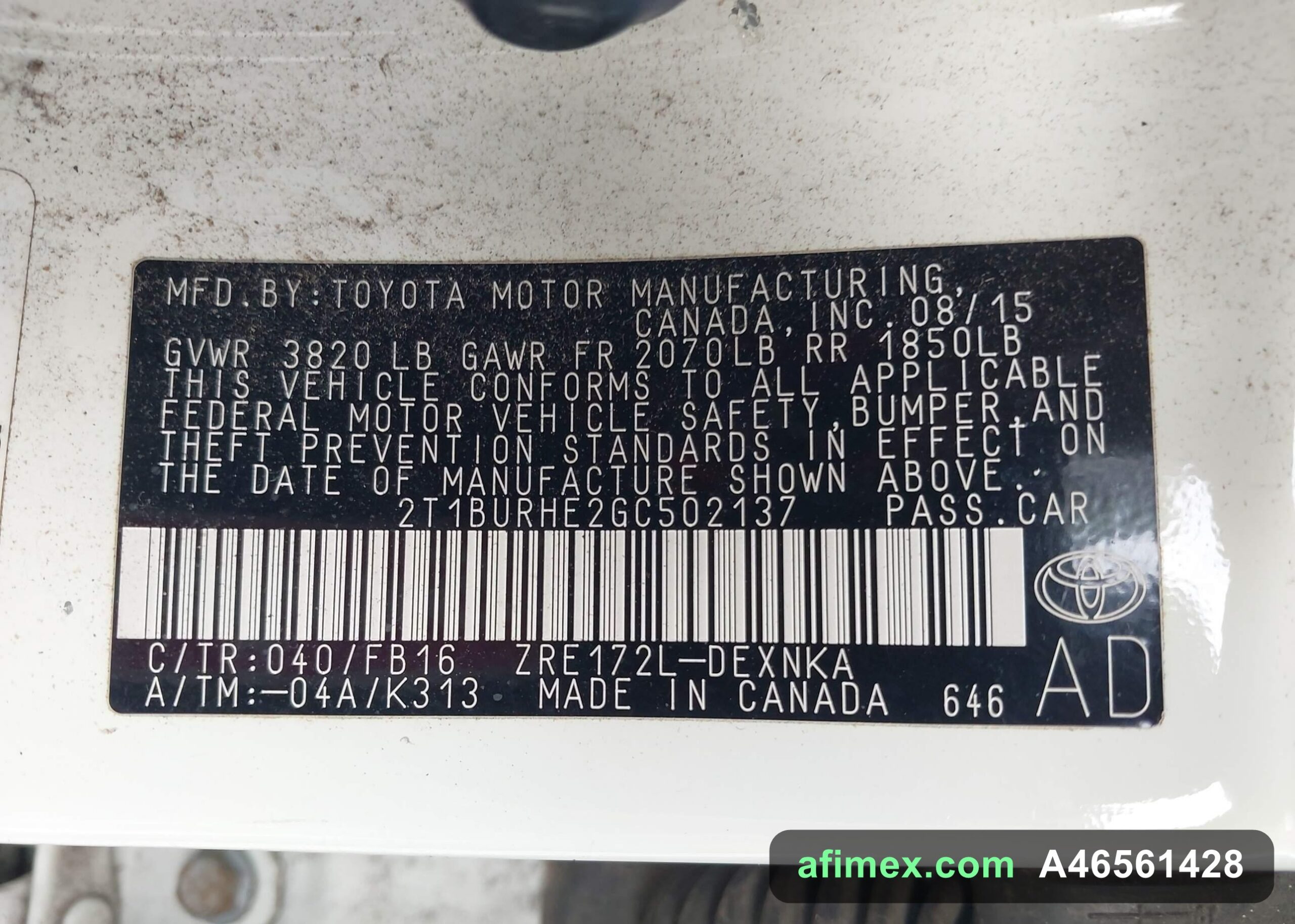 2016 Toyota Corolla for sale in Mauritania - Ref A46561428, photo 9