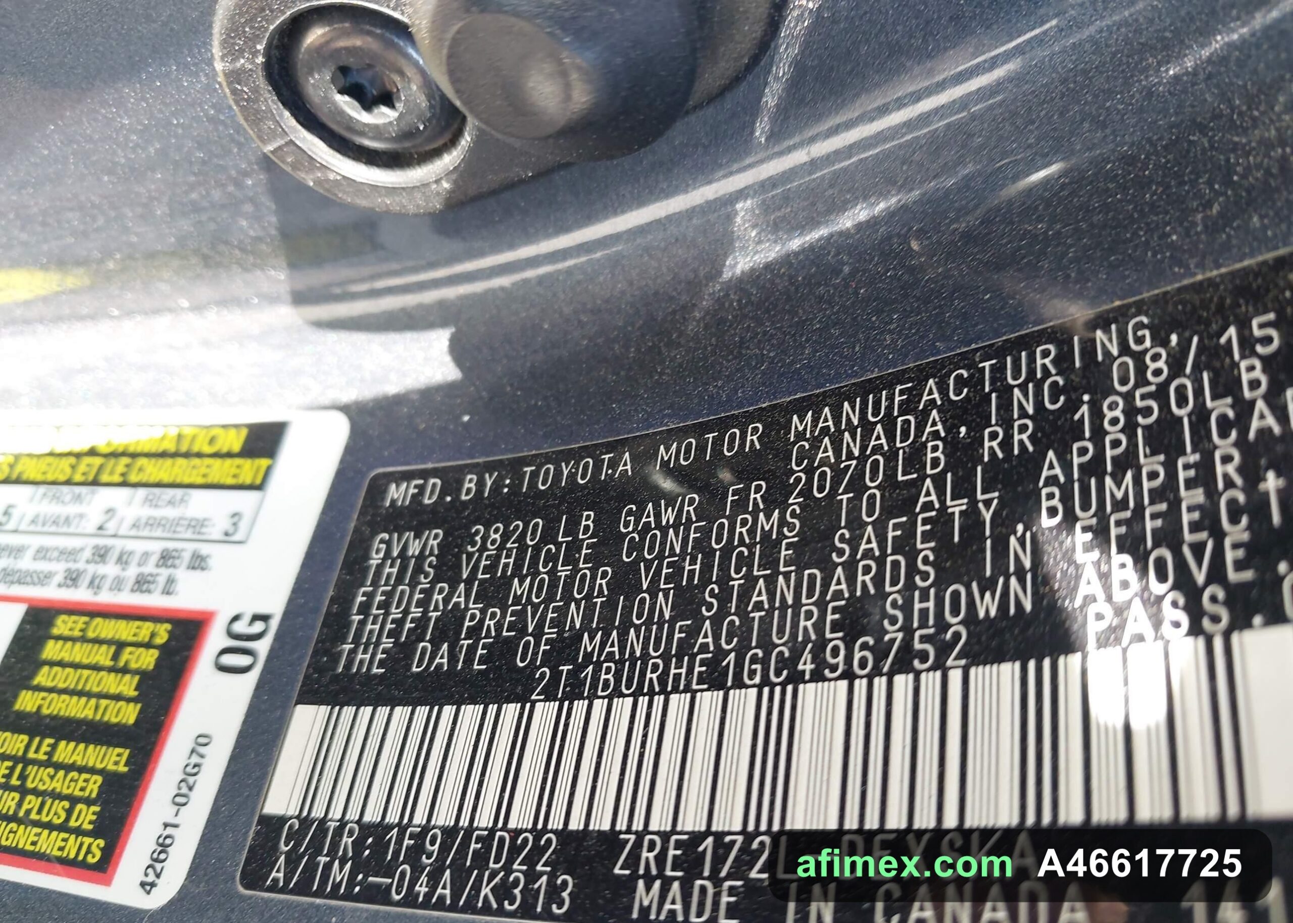 2016 Toyota Corolla for sale in Mauritania - Ref A46617725, photo 9