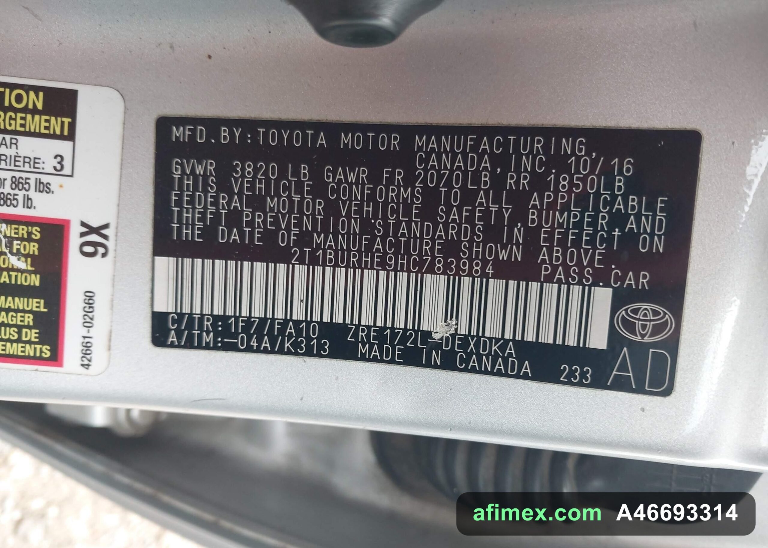 2017 Toyota Corolla for sale in Mauritania - Ref A46693314, photo 9