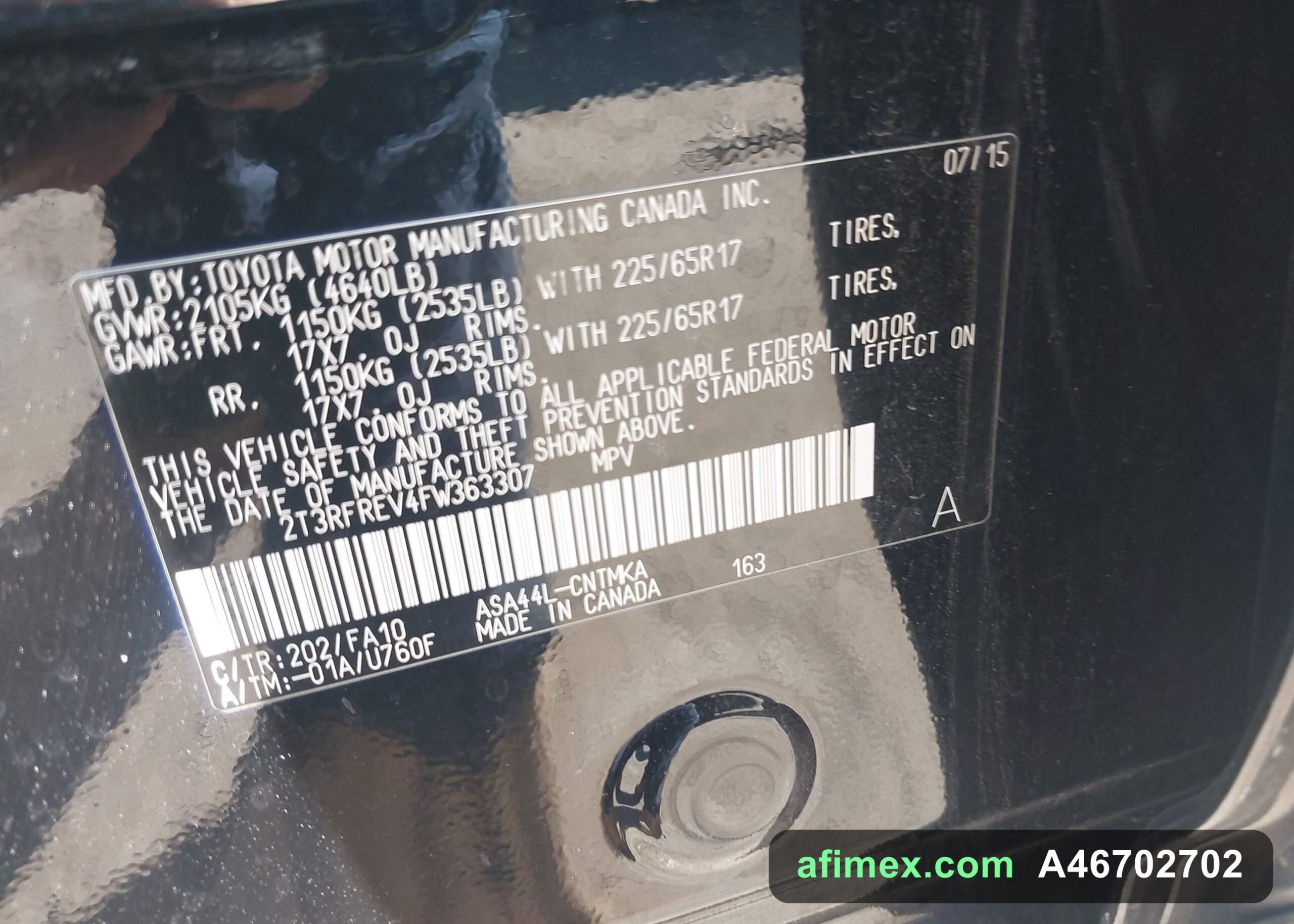 2015 Toyota RAV4 for sale in Mauritania - Ref A46702702, photo 9