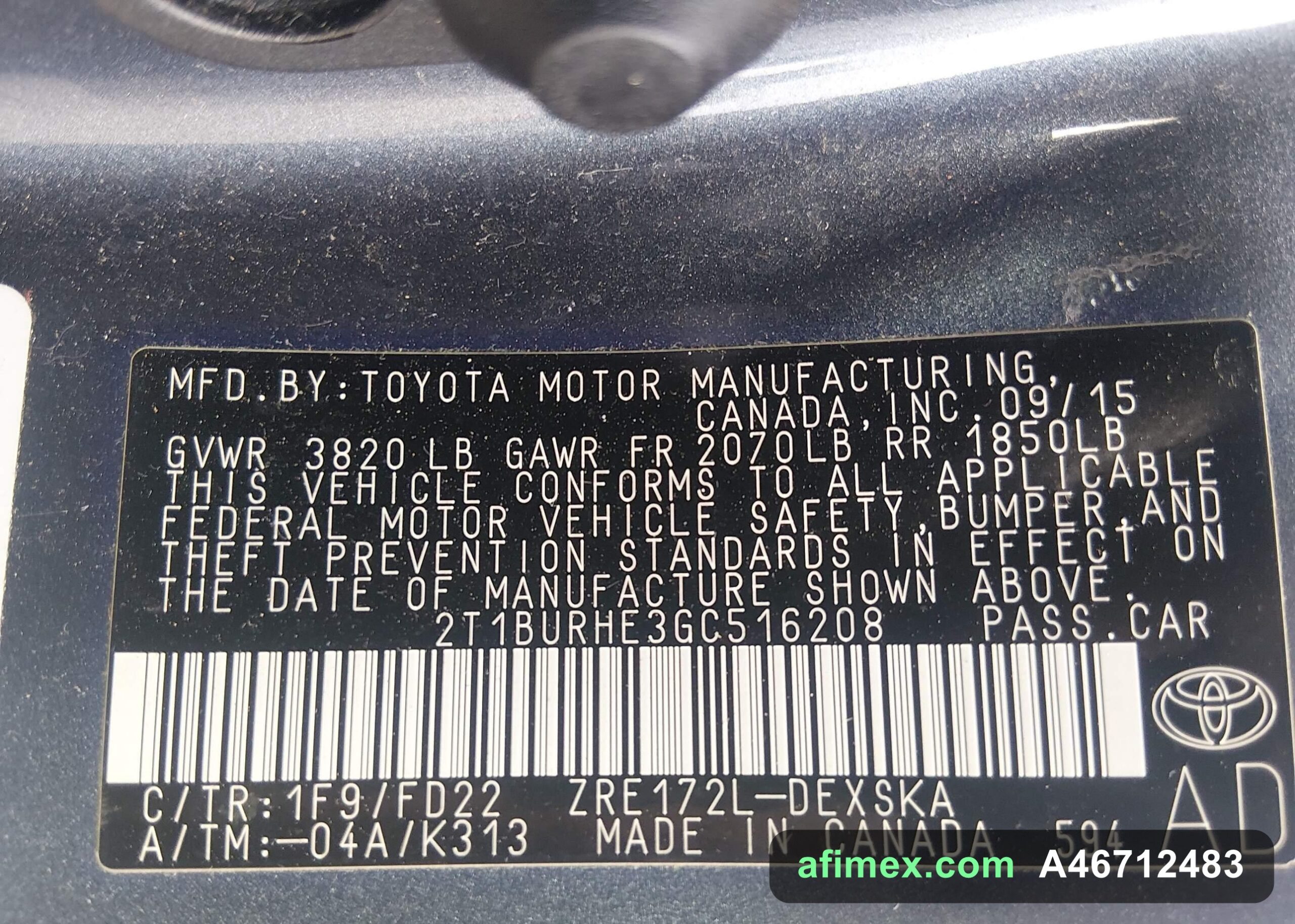 2016 Toyota Corolla for sale in Mauritania - Ref A46712483, photo 9