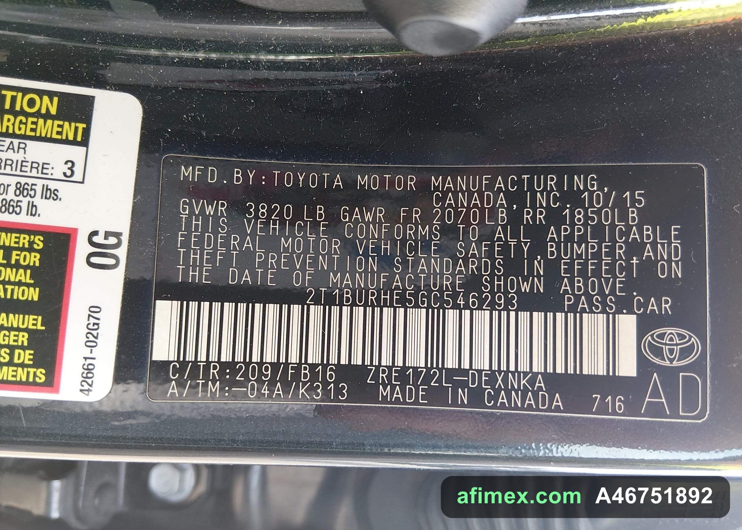 2016 Toyota Corolla for sale in Mauritania - Ref A46751892, photo 9