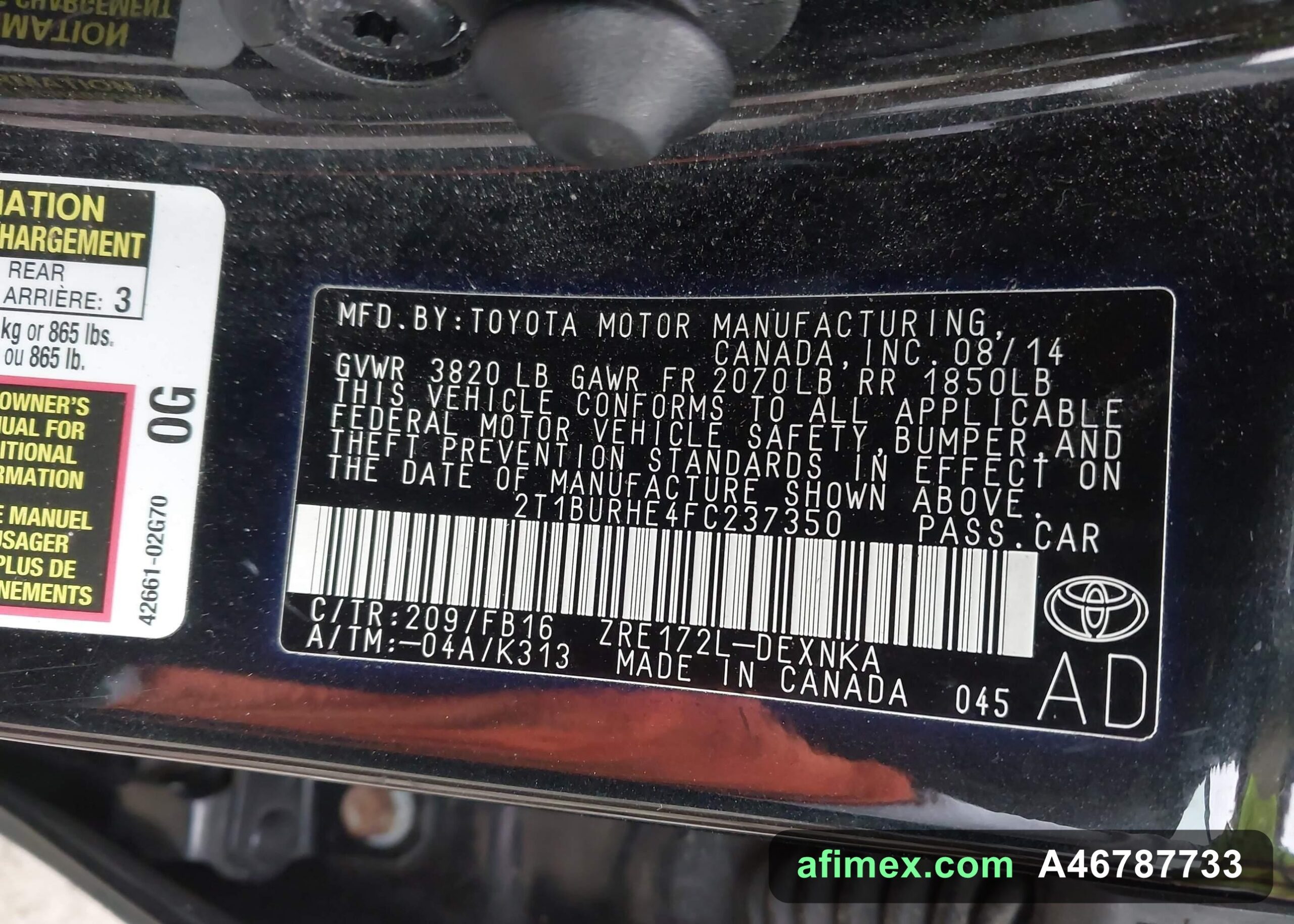 2015 Toyota Corolla for sale in Mauritania - Ref A46787733, photo 9