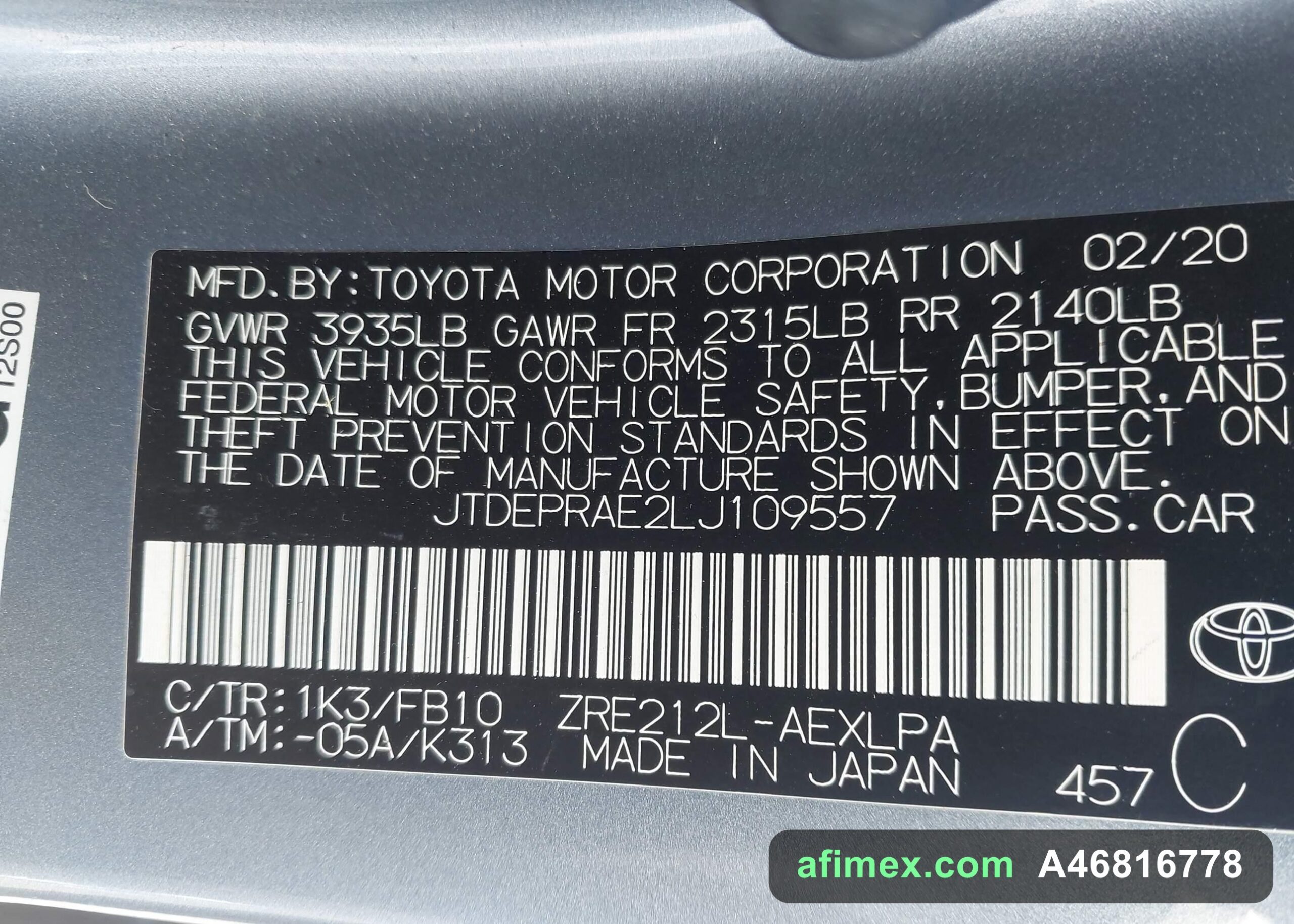 2020 Toyota Corolla for sale in Mauritania - Ref A46816778, photo 9