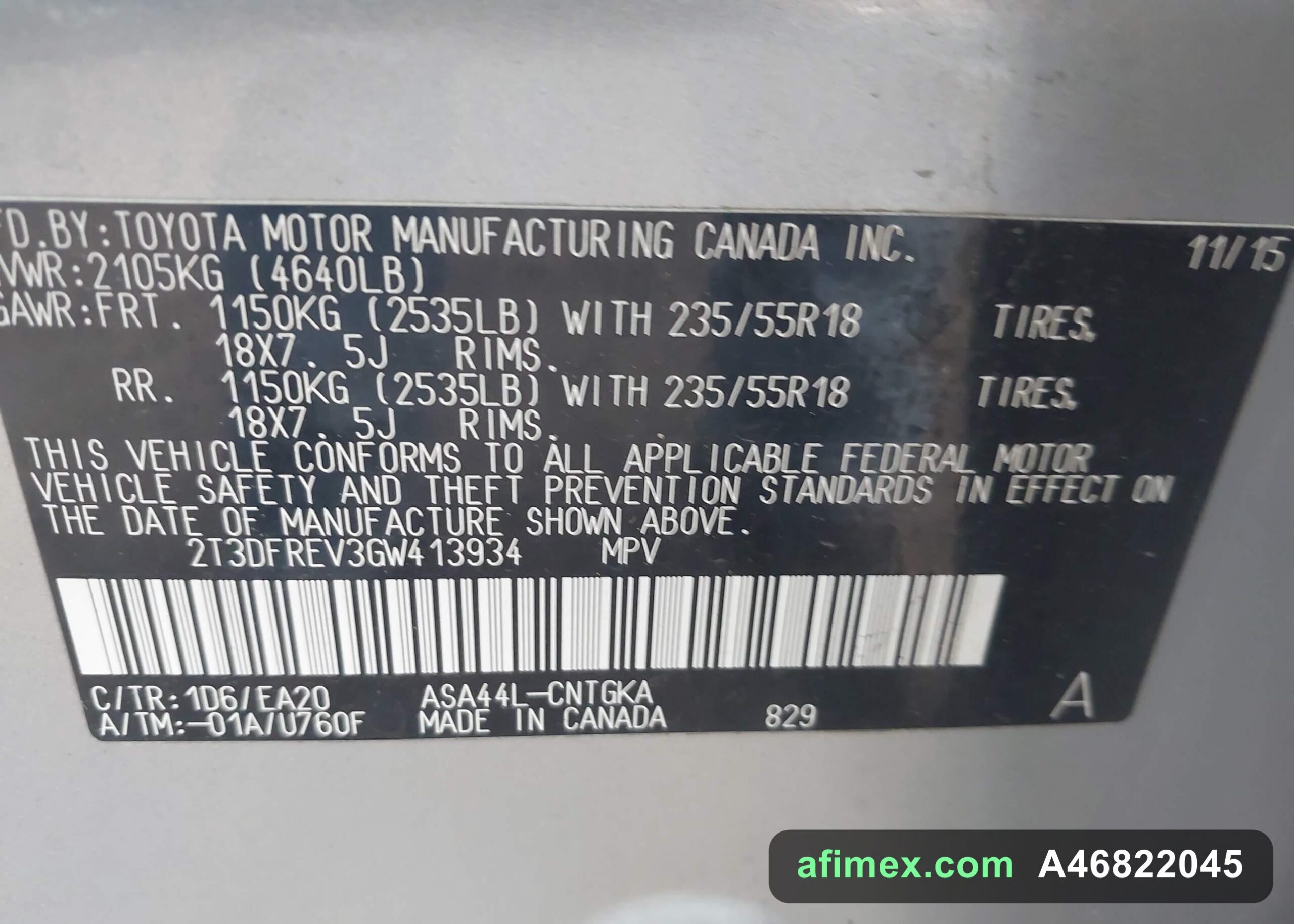 2016 Toyota RAV4 for sale in Mauritania - Ref A46822045, photo 9