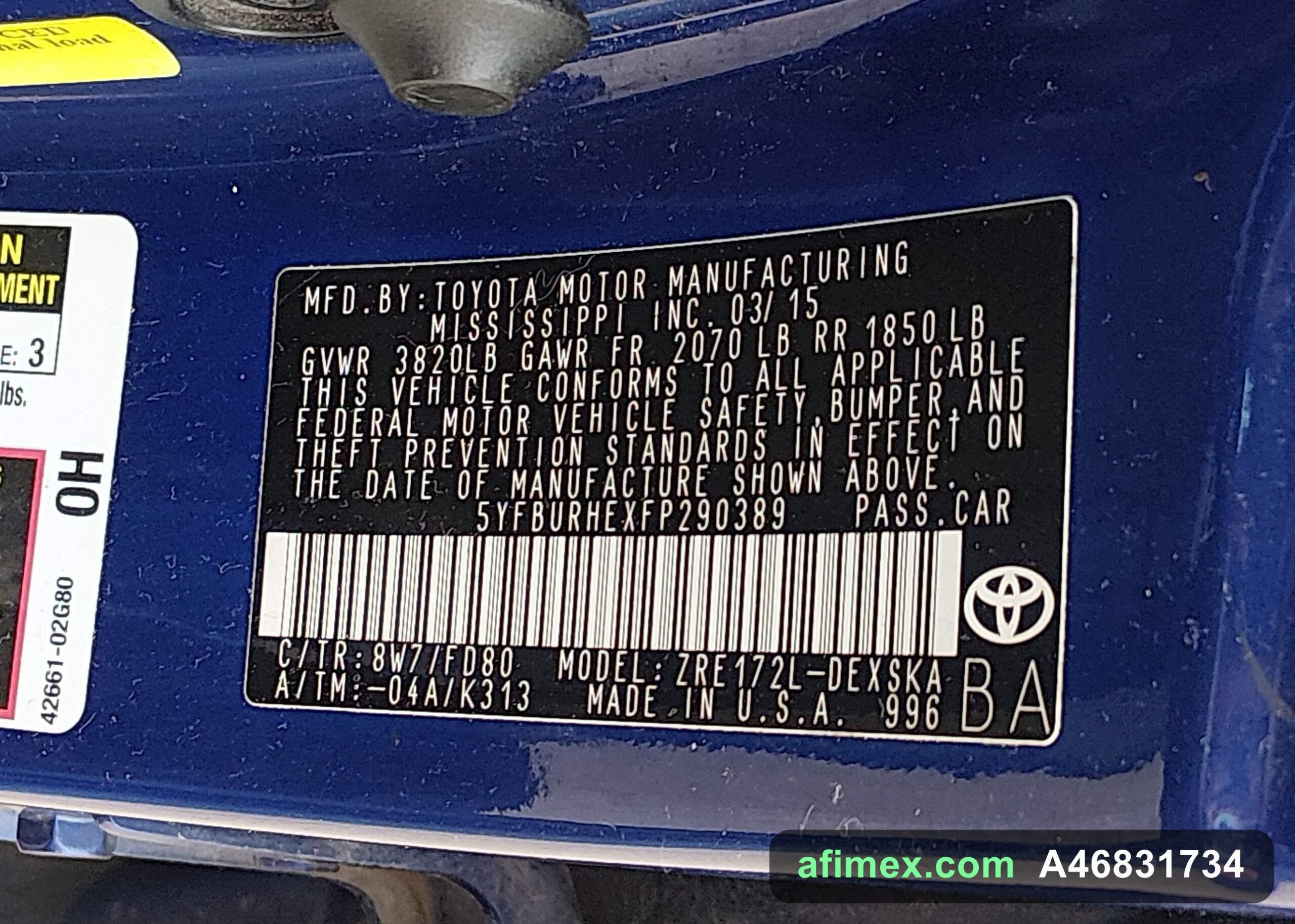 2015 Toyota Corolla for sale in Mauritania - Ref A46831734, photo 9