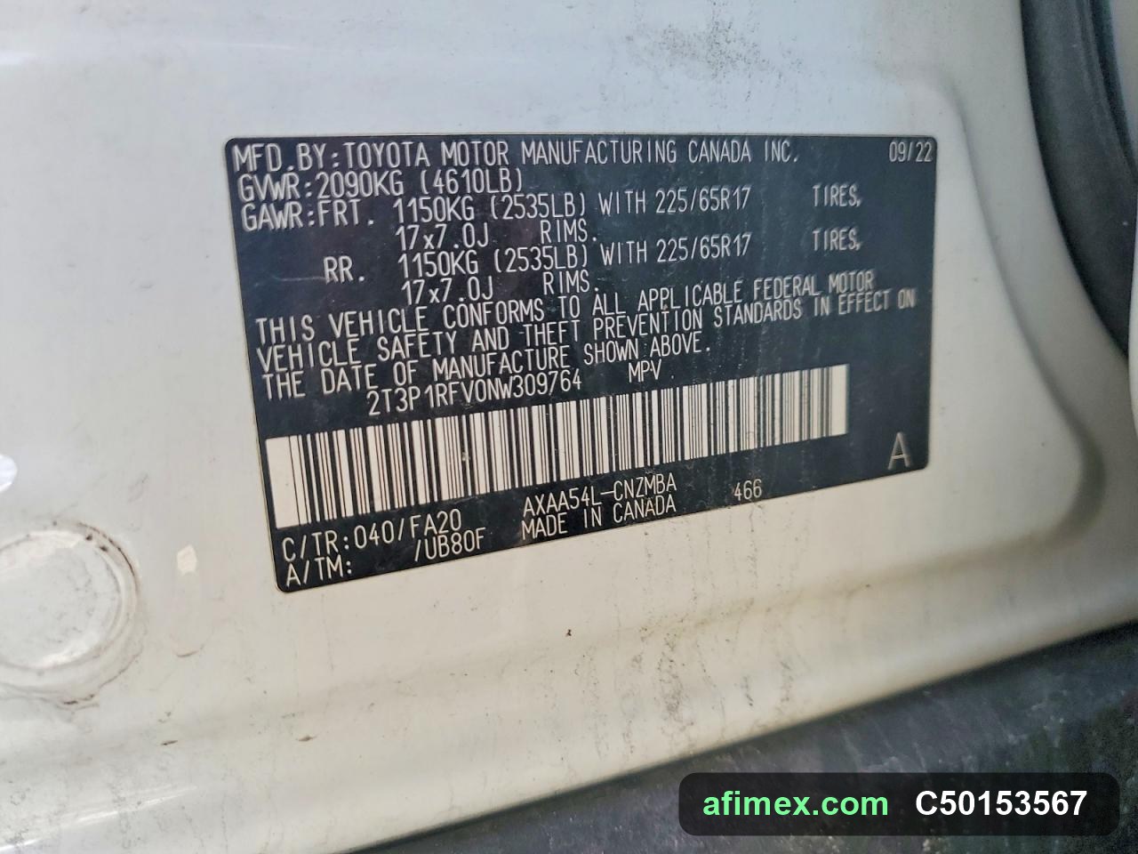 2022 Toyota RAV4 for sale in Mauritania - Ref C50153567, photo 14
