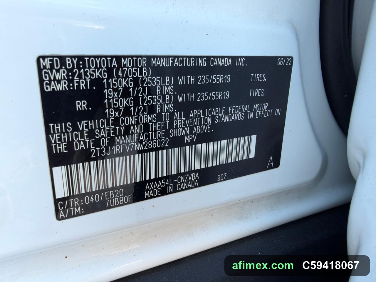 2022 Toyota RAV4 for sale in Mauritania - Ref C59418067, photo 10