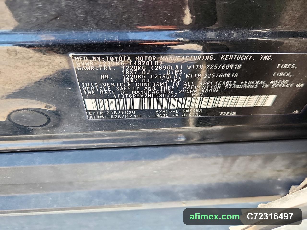 2022 Toyota RAV4 for sale in Mauritania - Ref C72316497, photo 13